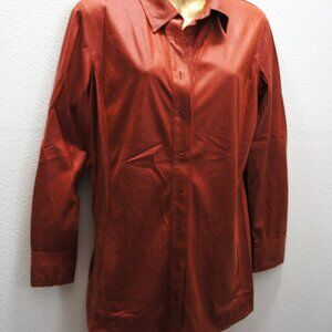Chicos burnt orange faux suede snake skin tunic blouse size 1